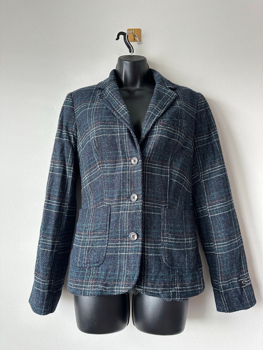 Vintage L.L.Bean Belladini Wool Silk Plaid Blazer Jacket Preppy Equestrian S